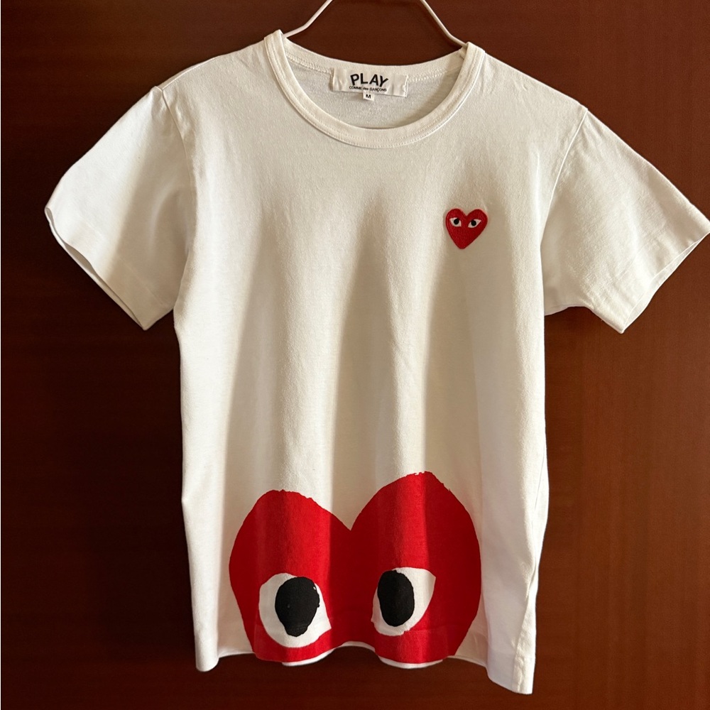 Comme des Garcons PLAY White Tee with Red Heart